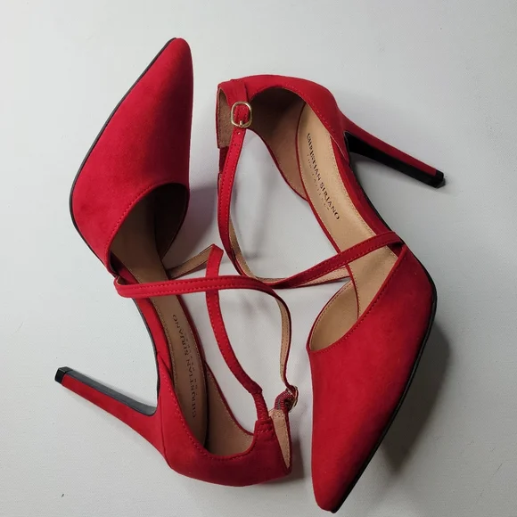 Christian Siriano Red Suede Pumps Size 9 - Picture 2 of 8